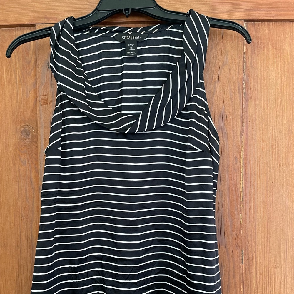 White House Black Market Striped Silk Top Size XS